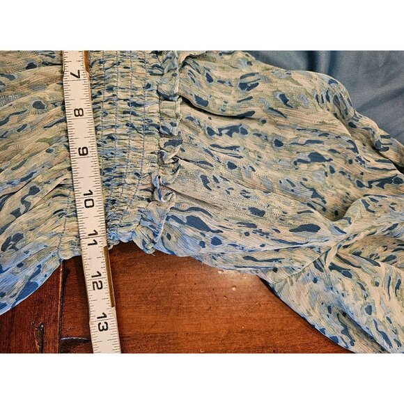 Taylor tiered cottage dress size 2 long sleeve blue green fit flare ankle length - Picture 11 of 13